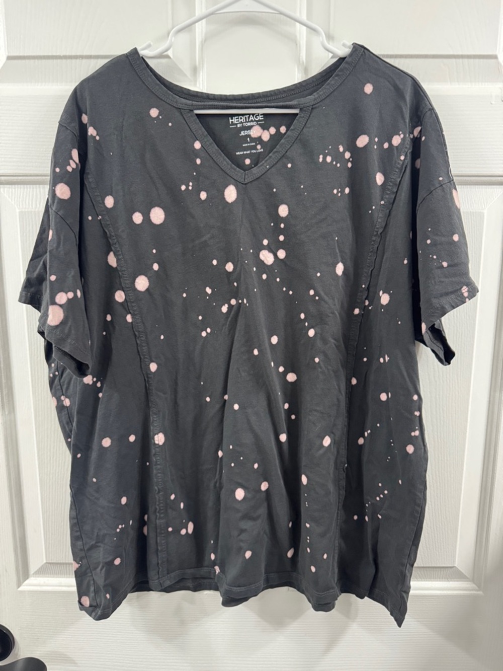 Heritage Black Tee with Pink Splatter